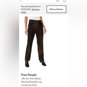 Free People We the Free Reese Pitched Straight Corduroy Pants